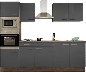 Yorki konyhabútor Yorki tölgy korpusszal, selyemfényű antracit fronttal 270 cm-es méretben