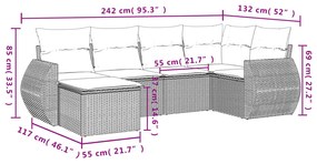 6 részes bézs polyrattan kerti ülőgarnitúra párnával