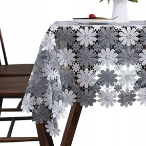 Fehér Szürke Abrosz csipkés asztaldísz áttört 130x180 elegáns virágok