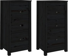 vidaXL 2 db fekete tömör fenyőfa tálalószekrény 40 x 35 x 80 cm