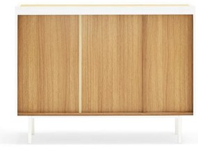 Fehér alacsony komód tölgyfa dekorral 110x85 cm Arista – Teulat