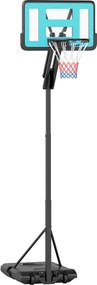 SPORTNOW Kültéri Kosárlabda Gyűrű Kerekekkel, Magasságállítható 146–236 cm Kosárlabda Állvány 71x45cm Hátfallal, Hordozható Kosár Fiatalok és Felnőtte