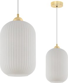 Mennyezeti Függőlámpa Csillár Fehér Üveg Arany Kiegészítők Bordázott E27