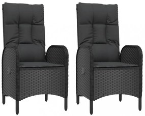 2 db fekete polyrattan kültéri szék