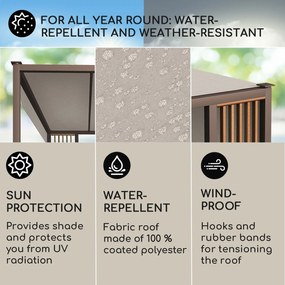 Blumfeldt Valence, pavilon, 3 x 3 m, UV50+, vízlepergető, napelemes LED világítás, napelem