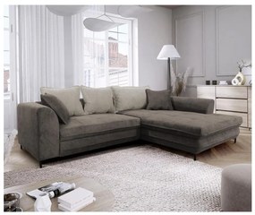 Kihúzható LAGOA L-alakú jobb oldali sarokgarnitúra tárolóval taupe/szürke