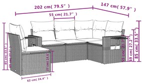 5 részes bézs polyrattan kerti ülőgarnitúra párnákkal