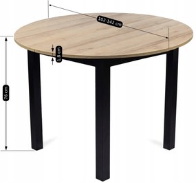 Étkezőgarnitúra 4 db. Fekete Bársony Peru székkel. Bővíthető asztal HARRY 102-142 cm