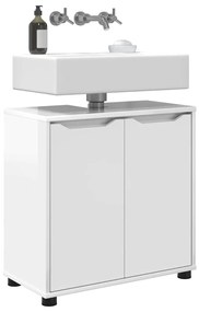 Fürdőszoba mosdószekrény Magas Fényű Fehér 60 x 30 x 60 cm