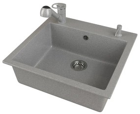 Gránit mosogató EOS Como + Kihúzható zuhanyfejes Shower csaptelep + adagoló (szürke)