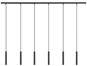 Modern sínrendszer 6 fekete függőlámpa foglalattal, 1 fázisú - Slimline Keno