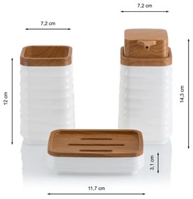 Fürdőszobai készlet WAVE 5 db fehér/barna