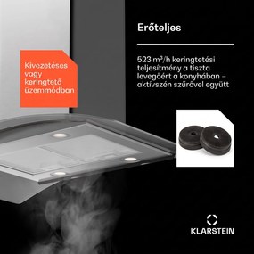 Klarstein Colette, páraelszívó, 90 cm, 600 m³/ó, A energiaosztály, rozsdamentes acél, ezüst