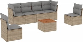 vidaXL 7 részes vegyes bézs polyrattan kerti ülőgarnitúra párnákkal