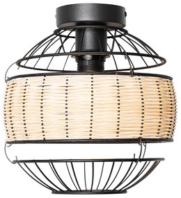 Keleti mennyezeti lámpa fekete rattannal 25 cm - Emir
