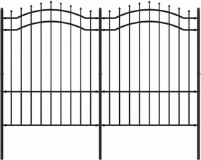 vidaXL fekete porszórt acél kerti kerítés lándzsás tetejjel 240 x 150 cm