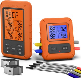 4X csatornás konyhai grill hőmérő Vezeték nélküli digitális hőmérő