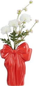 PRESENT váza 26cm piros masni