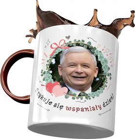Bordó bögre Jaroslaw Kaczynski PiS Ajándék Nyomtatott Fotóval