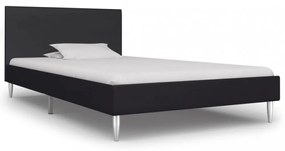 fekete szövetkárpitozású ágykeret 90 x 200 cm