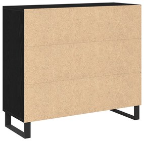 3 ajtós tálaló szekrény Fekete tölgy 90x34x80 cm Műgyanta