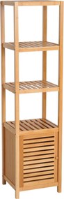 HOMCOM Fürdőszobaszekrény Karcsú, Magas WC Szekrény 3 Nyitott Polccal, Bambusz Fürdőszobaszekrény Kisebb Terekhez 36 x 33 x 140 cm Természetes | Aosom