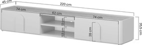 Amilio TV-szekrény 220 cm fiókkal - eukaliptusz / baltic dune tölgy / natúr tölgy fogantyú