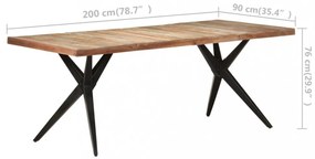 tömör újrahasznosított fa étkezőasztal 200 x 90 x 76 cm