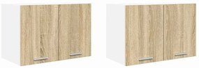 Függő szekrény Riga 2 pcs Sonoma tölgy és fehér 60 x 31 x 40 cm