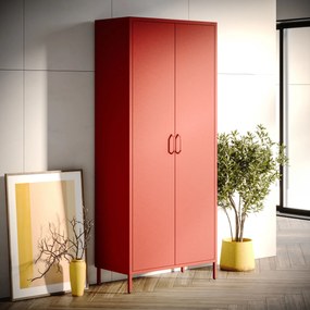 Gardróbszekrény FLAVIO, 800 x 1850 x 450 mm, Modern: piros