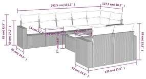 9 részes szürke polyrattan kerti ülőgarnitúra párnákkal