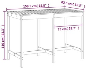 tömör duglászfenyő kerti asztal 159,5 x 82,5 x 110 cm