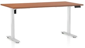 OfficeTech B állítható magasságú asztal, 160 x 80 cm, fehér alap, cseresznye