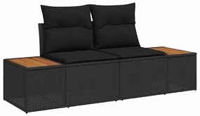 Kerti Kanapé Szett 7 pcs Fekete 319 x 154 x 85 cm Poli rattan