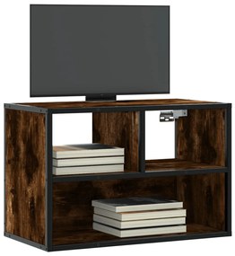 füstös tölgy színű szerelt fa és fém TV-szekrény 60x31x39,5 cm
