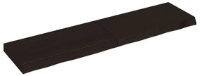 sötétbarna kezelt tömör tölgyfa fali polc 120 x 30 x (2-6) cm