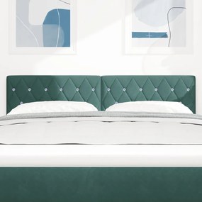 Fejtámla Kristálygombos Tűzött Sötét Zöld 140 cm Bársony