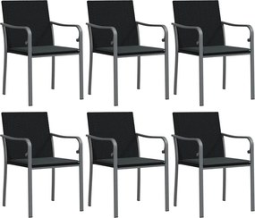 vidaXL 6 db fekete polyrattan kerti szék párnával 56x59x84 cm