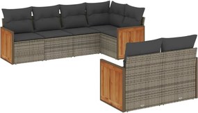 vidaXL 7 részes szürke polyrattan kerti ülőgarnitúra párnákkal