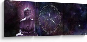 Kép - Buddha az élet virágaival (órával) (90x30 cm)