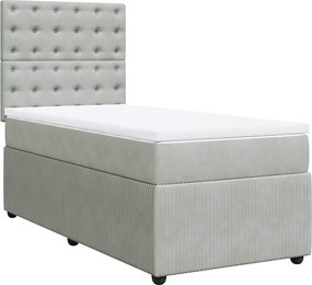 vidaXL világosszürke bársony rugós ágy matraccal 90 x 200 cm