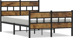 vidaXL füstös tölgy színű fém ágykeret matrac nélkül 120 x 200 cm