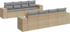 vidaXL 9 részes bézs polyrattan kerti ülőgarnitúra párnákkal