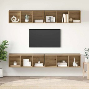 Fali TV Szekrény 4 pcs kézműves tölgy 37 x 37 x 107.5 cm