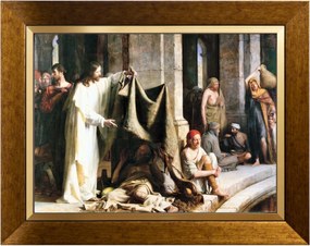 Jézus, Aki Meglátogatja A Leprásokat Vászonkép Arany Keretben 30X40