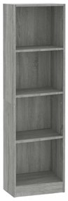 4 szintes szürke sonoma szerelt fa könyvszekrény 40x24x143 cm