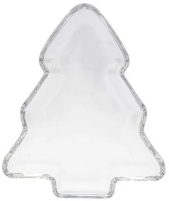 Fenyőfa alakú karácsonyi üveg kínáló tálka - 20x2,5 cm