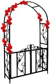 ROMANCE rózsafuttató boltív kapuval, 225x115x37cm, fekete Gardebruk