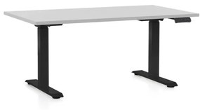 OfficeTech D állítható magasságú asztal, 120 x 80 cm, fekete alap, világosszürke