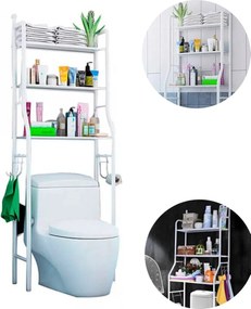 Fürdőszoba polc Wc feletti polc Fehér Szabadon álló 3 polc törölközőtartó akasztó